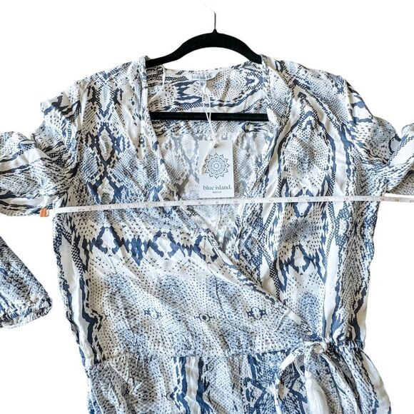 Brand New Blue Island Beach Python Print Faux Wrap dress Size XS - Picture 8 of 11